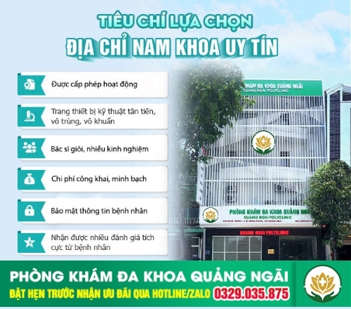 tiêu chí lựa chọn địa chỉ khám nam khoa quảng ngãi